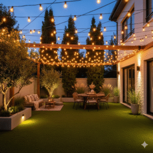 ¿Cómo iluminar un jardín de césped artificial?
