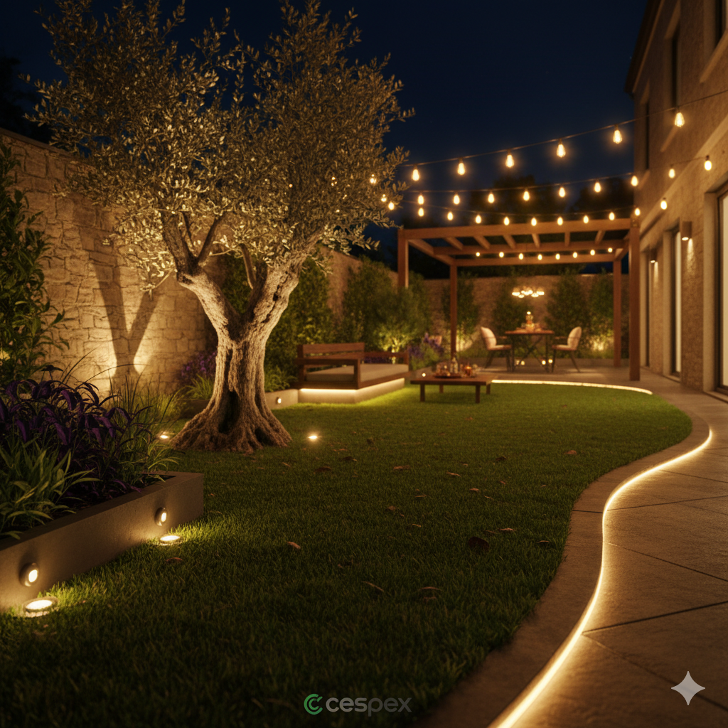 ¿Cómo iluminar un jardín de césped artificial?